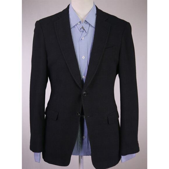 Pal Zileri Black/Purple Plaid Knit Wool-Cotton Unstructured 2B Blazer Jacket 40R - Picture 2 of 10